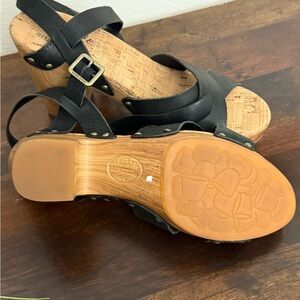 Kork-Ease Black Wedge Sandals